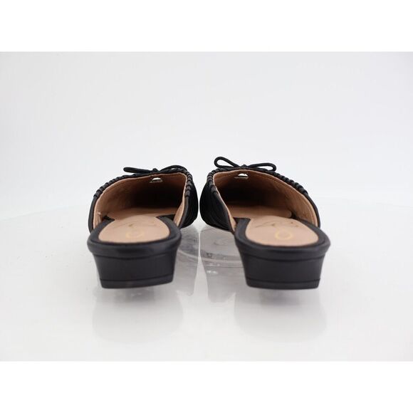 Sam Edelman Julia Pump Mule Size 7M Black Leather Ruched Pointed Flat - Picture 4 of 11